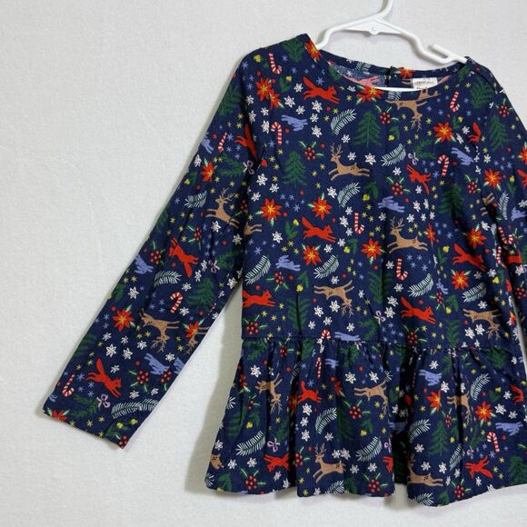 Hanna Andersson Winter Wonderland Navy Flannelette Peplum Top Size 120 US 6-7 - Picture 5 of 11